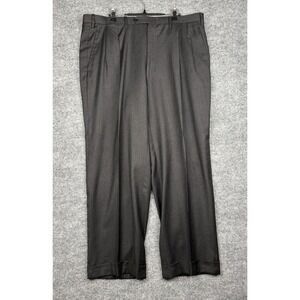 Kiton Napoli Black Dress Pants IT 58 US 40x29 Pleated Cuffed Italy Read For Flaw